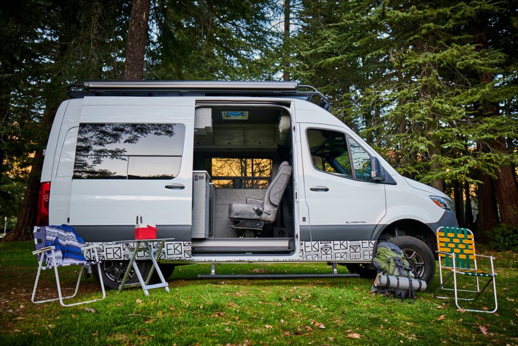 motorhome with door open