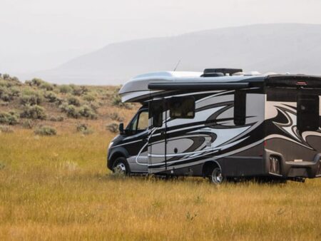 motorhome in field