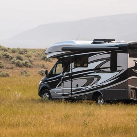 motorhome in field