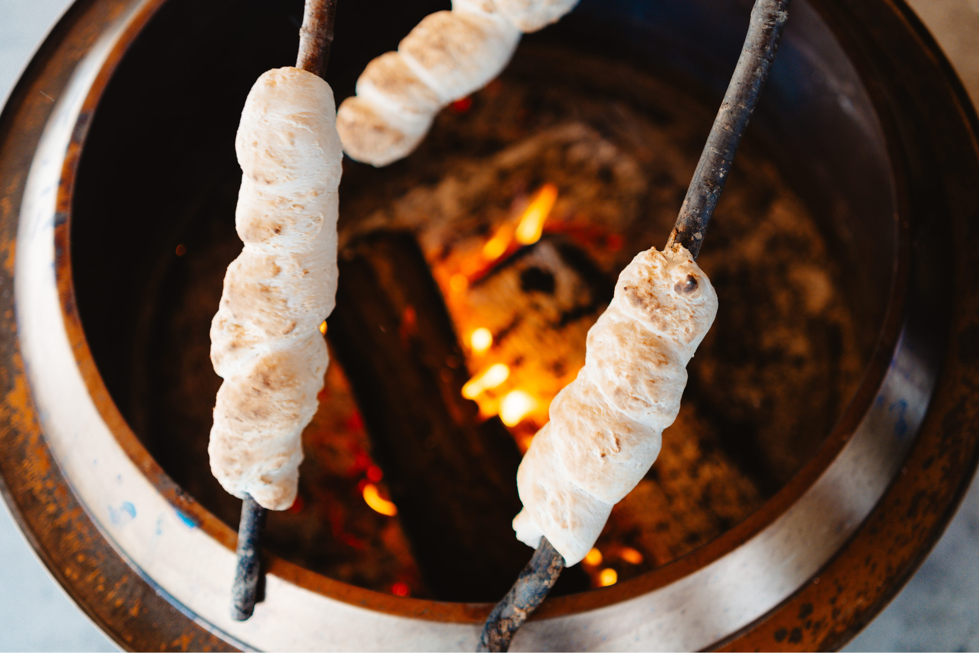 Bannock over an open fire