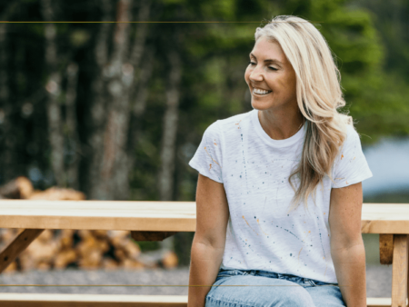 Sarah Baeumler sitting on a picnic bench