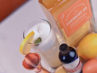 Photo of ingredients to make the Fireside Fizz camping cocktail recipe