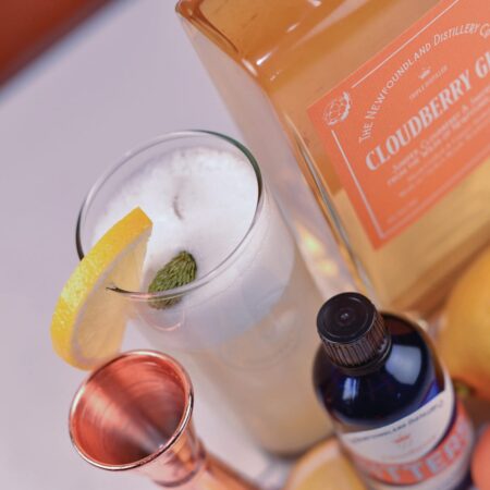 Photo of ingredients to make the Fireside Fizz camping cocktail recipe