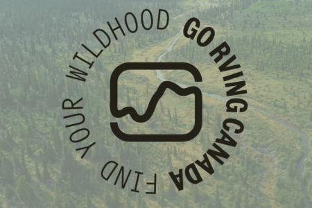 Find Your Wildhood logo on top of an aerial shot of Yukon wilderness