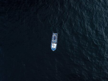 Deep sea fishing boat in the water