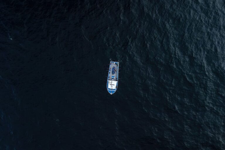 Deep sea fishing boat in the water
