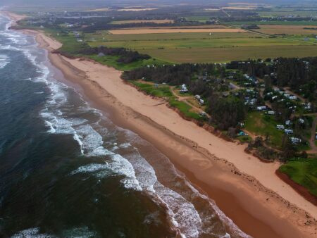 View of Thunder Cove Beach from a drone