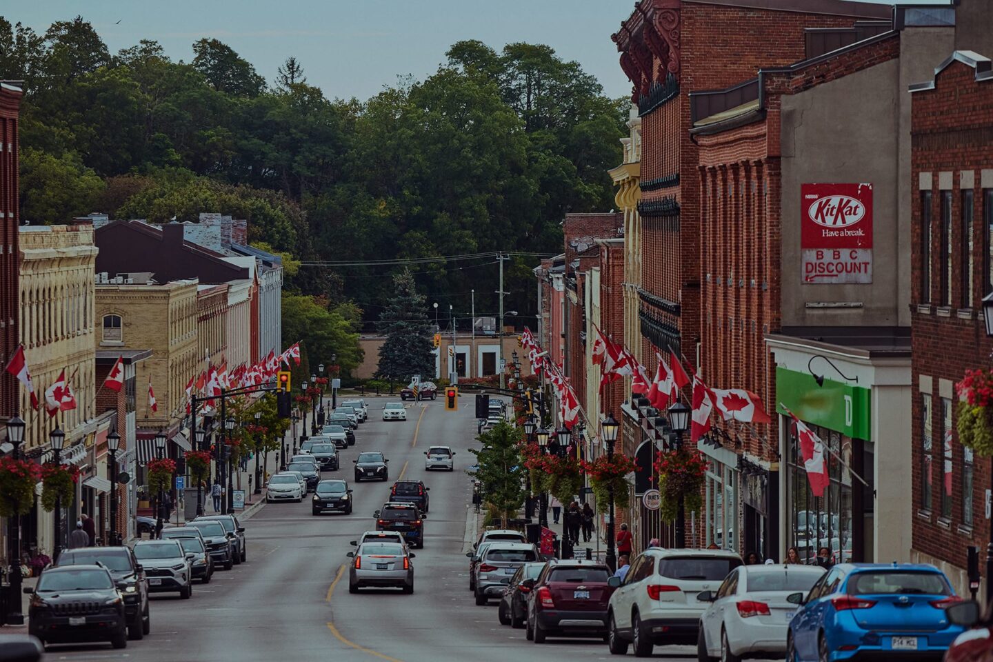 Historic 19th-century brick storefronts along Walton Street in downtown Port Hope Ontario