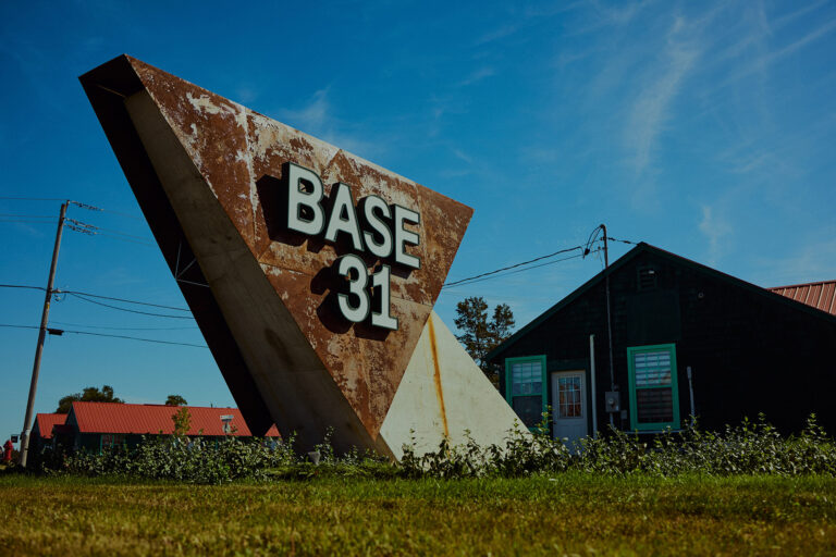 Entrance sign at the historic Base31 arts and culture site in Picton Prince Edward County